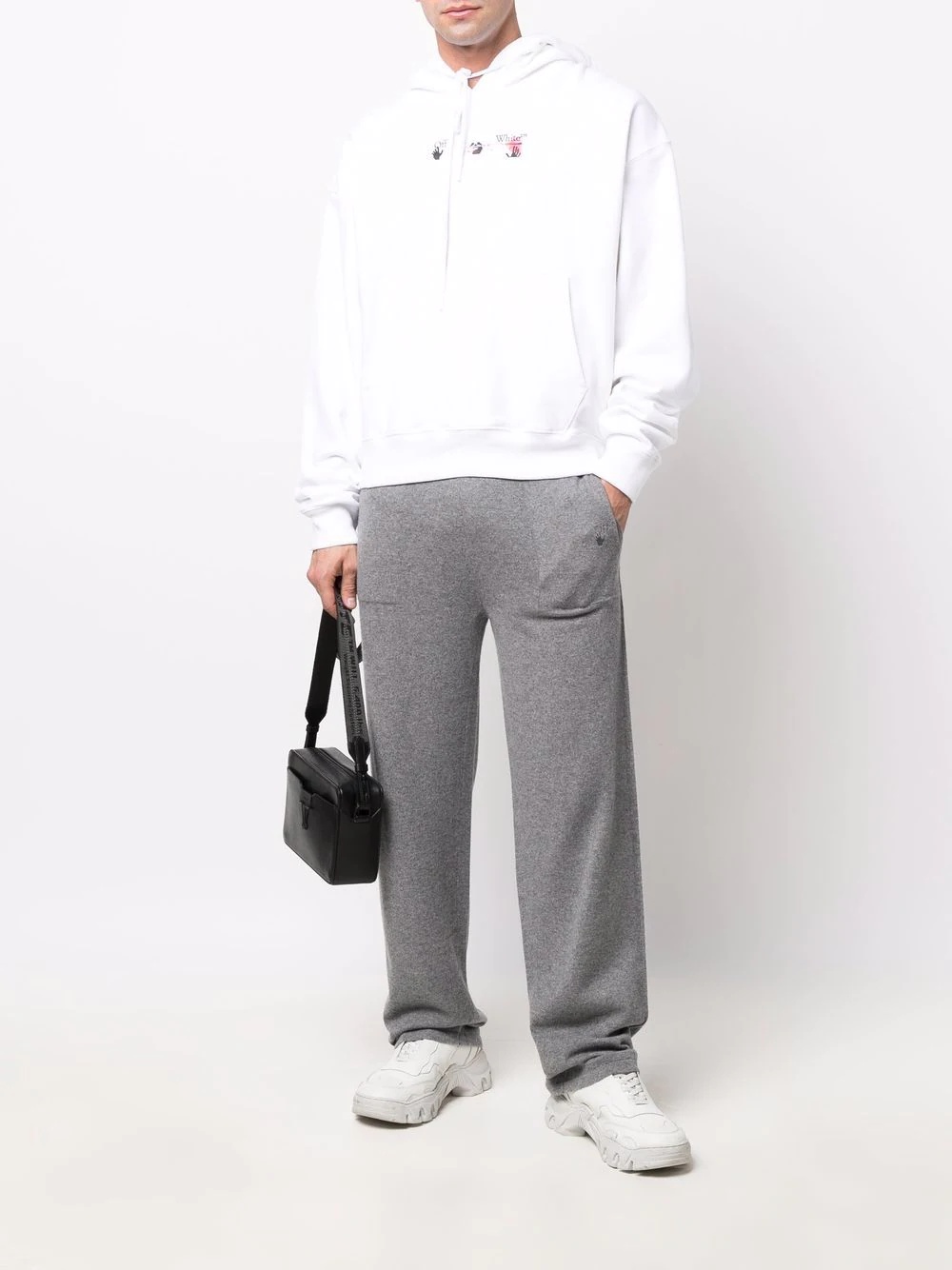 logo-embroidered cashmere track pants - 2