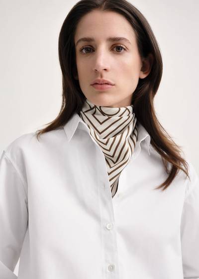 Totême Signature monogram silk scarf vanilla/mocha outlook