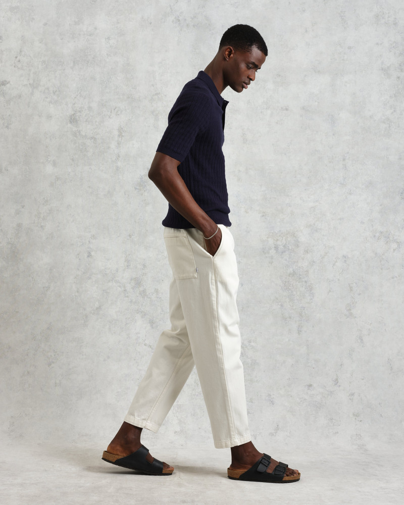 Naples - Navy Diamond Stripe Knitted Polo 5