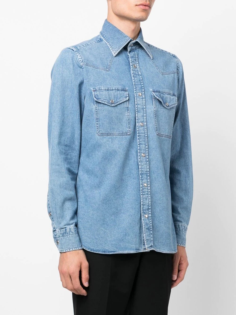 collared denim shirt - 3