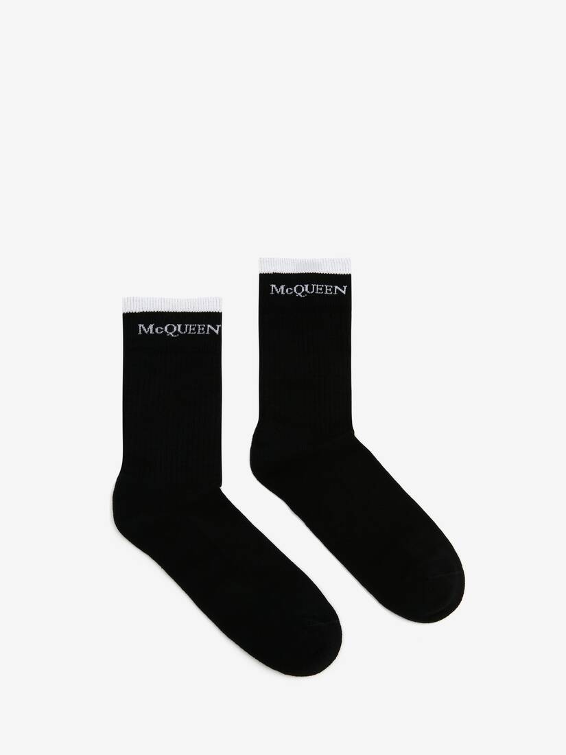 Men's Reversible Skull Logo Socks in Black/white - 1