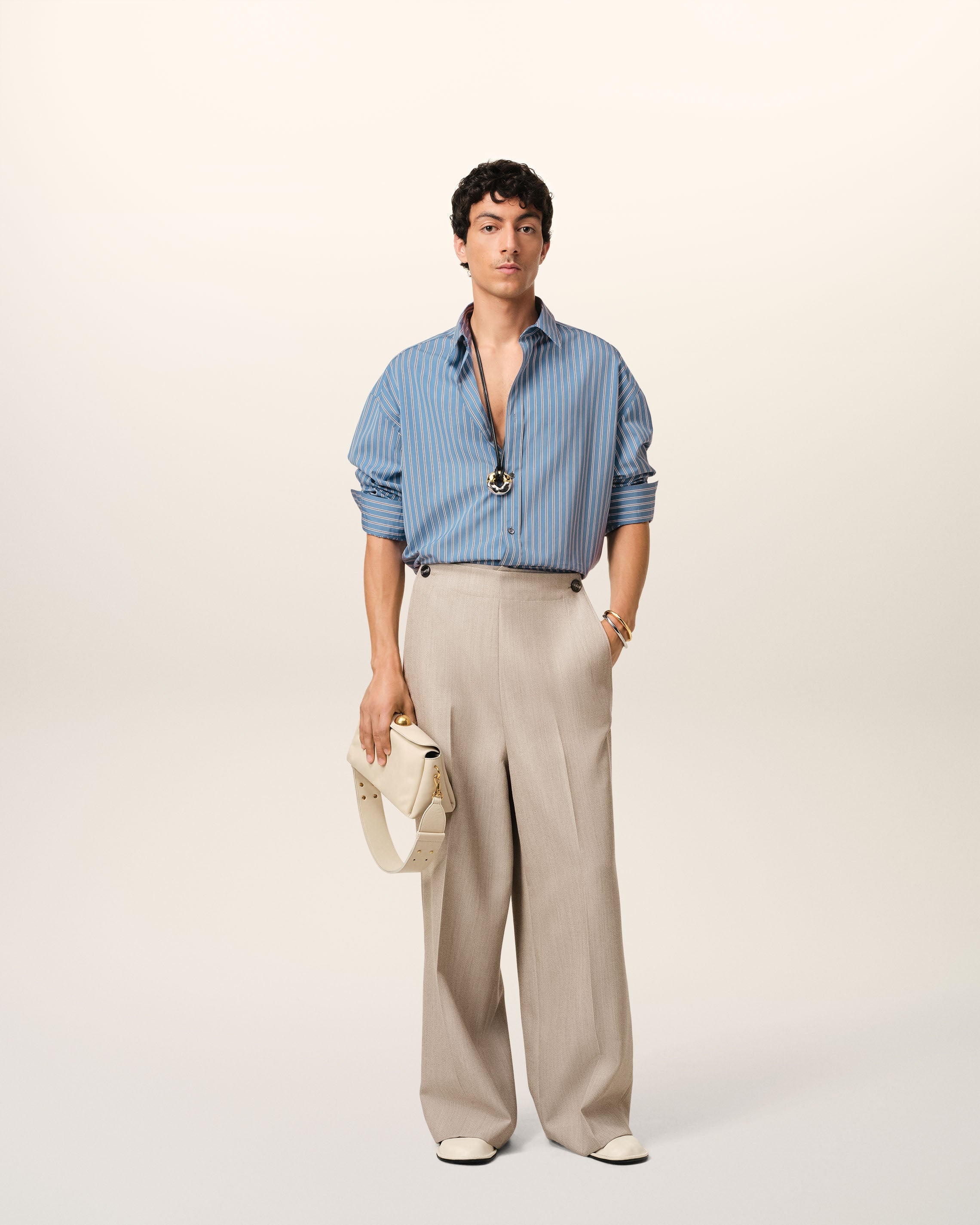 BLUE COTTON BOXY FIT SHIRT - 2