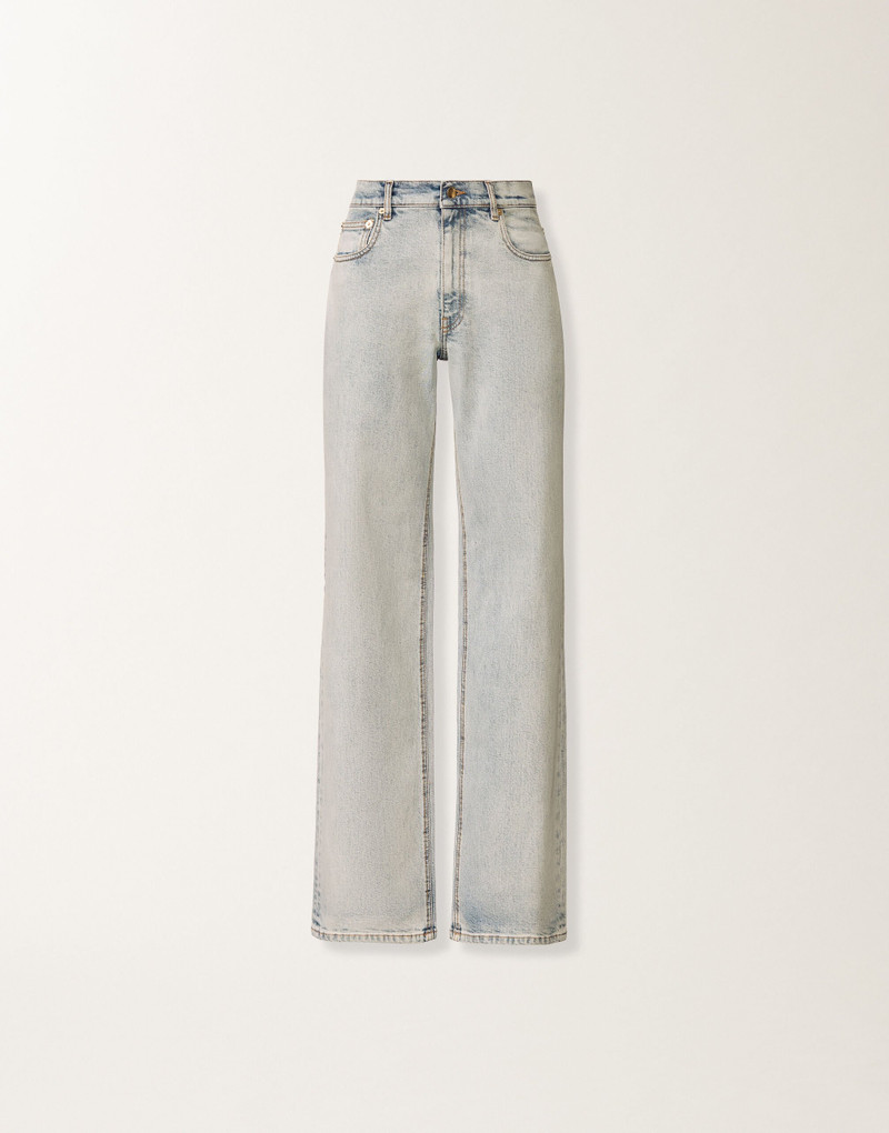 Water-marbled denim pants 1