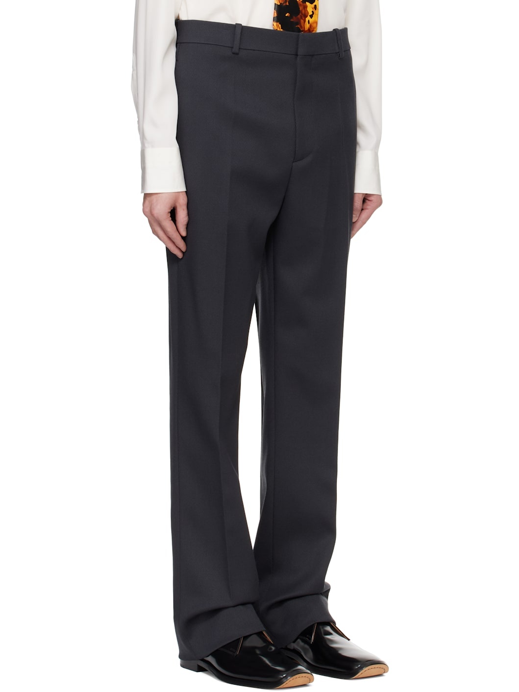 Gray Stretch Wool Tricotine Trousers - 2