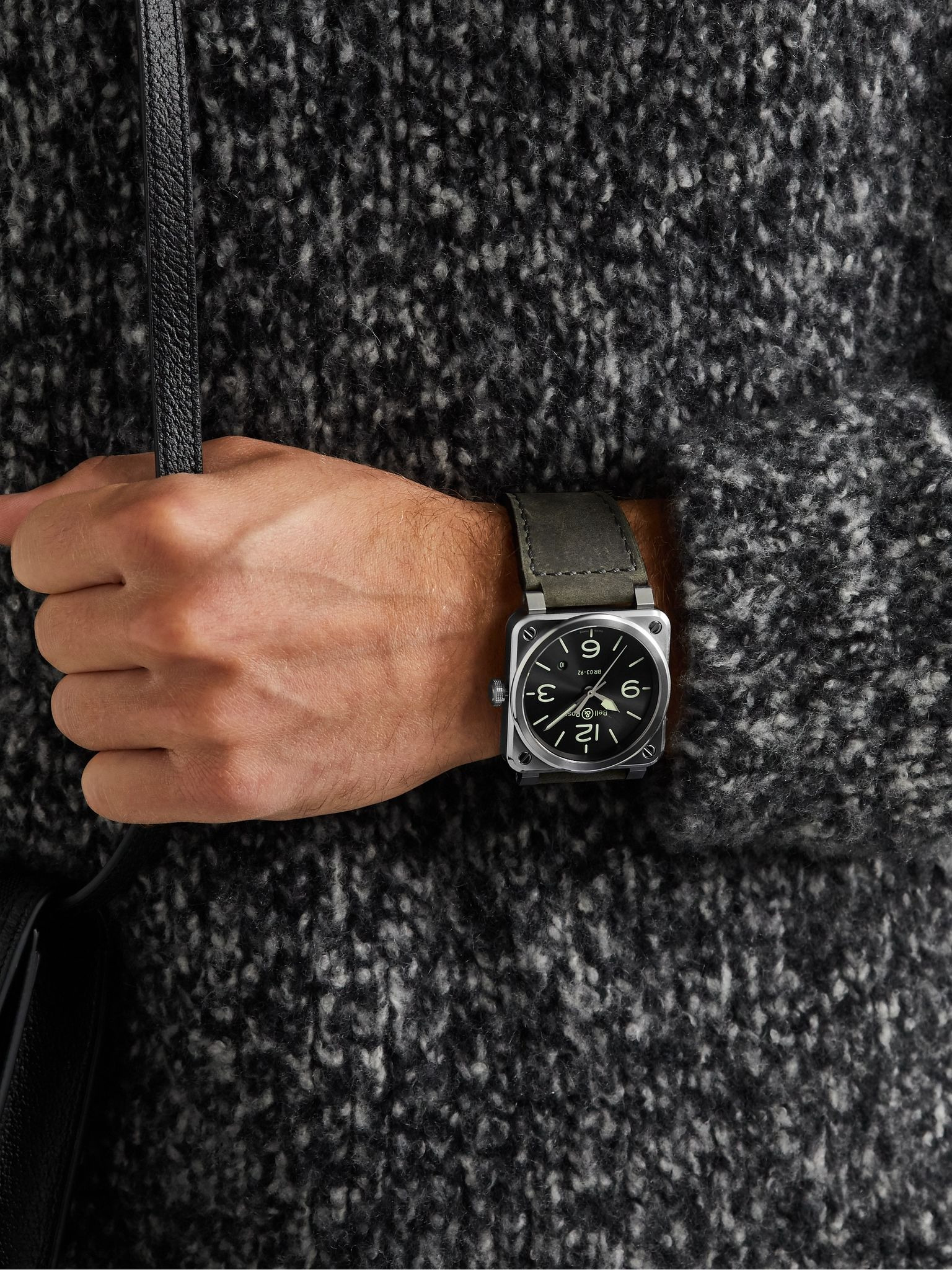 BR 03-92 Grey Lum Automatic 42mm Stainless Steel and Leather Watch, Ref. No. BR0392-GC3-ST/SCA Black - 2