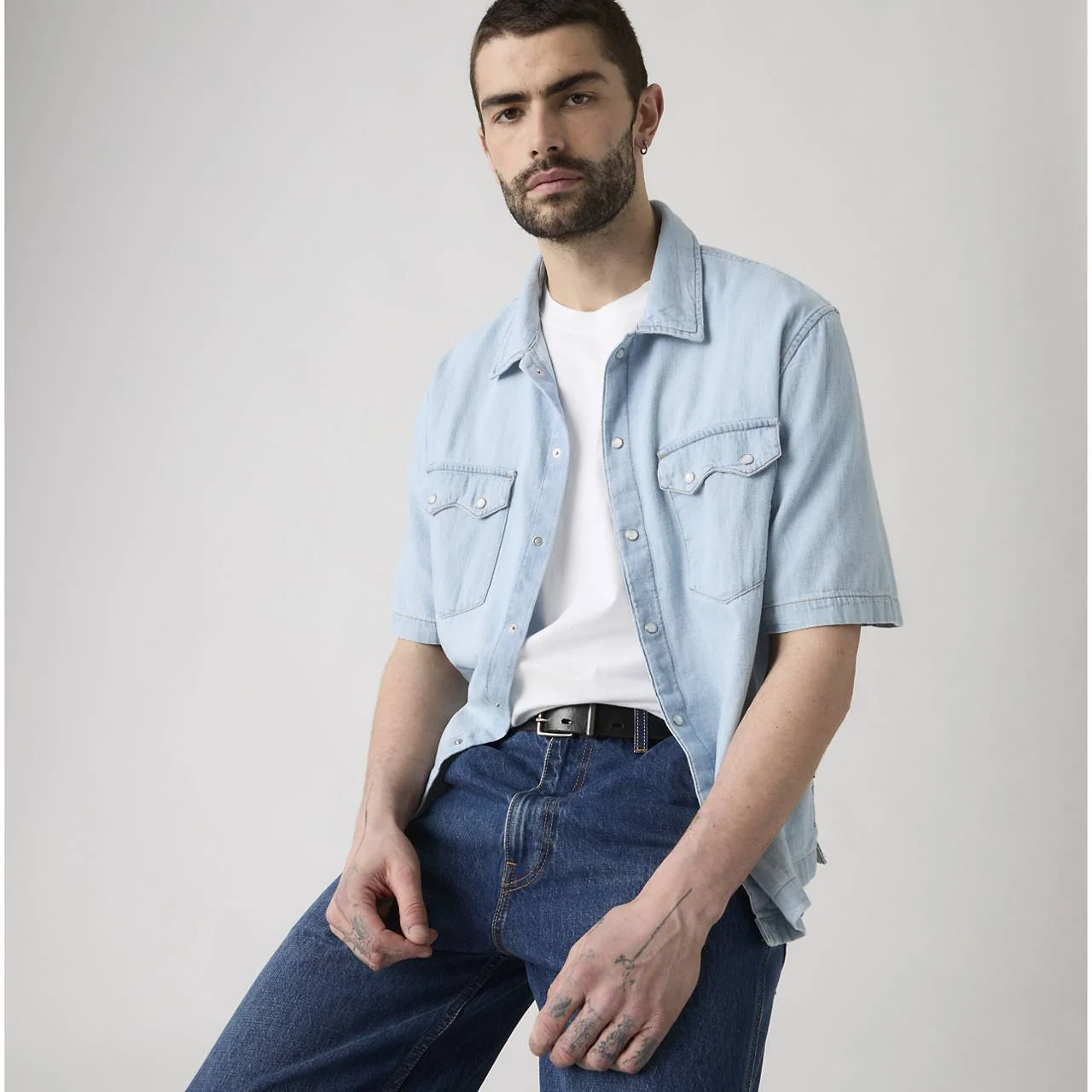 SHORT-SLEEVE BOXY WESTERN SHIRT - 1