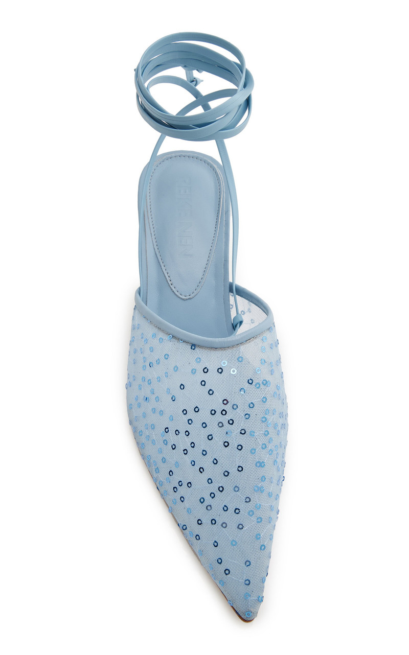 REIKE NEN Exclusive Bit Convertible Sequined-Mesh Mules blue outlook