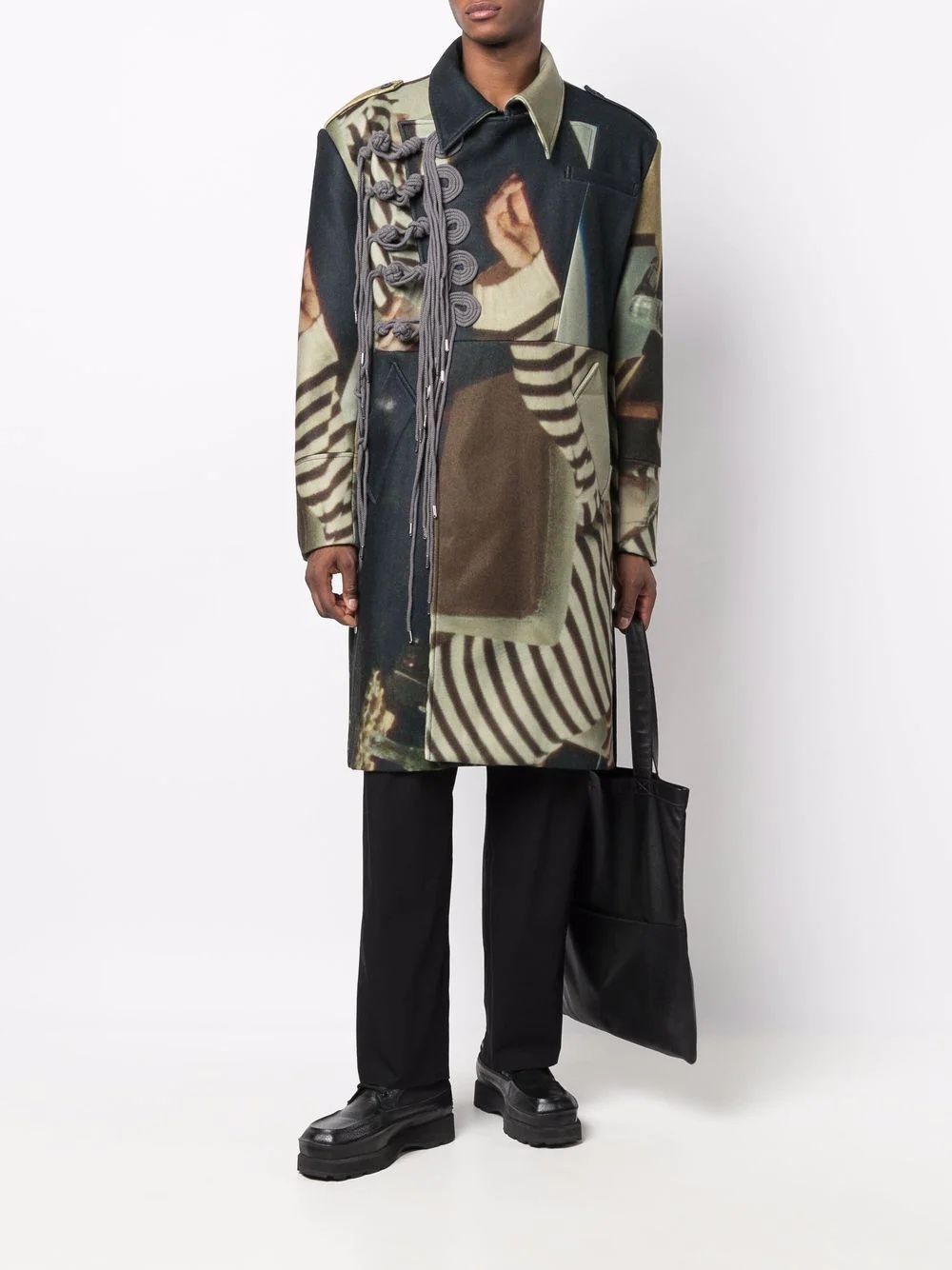 photographic-print fringed coat - 2