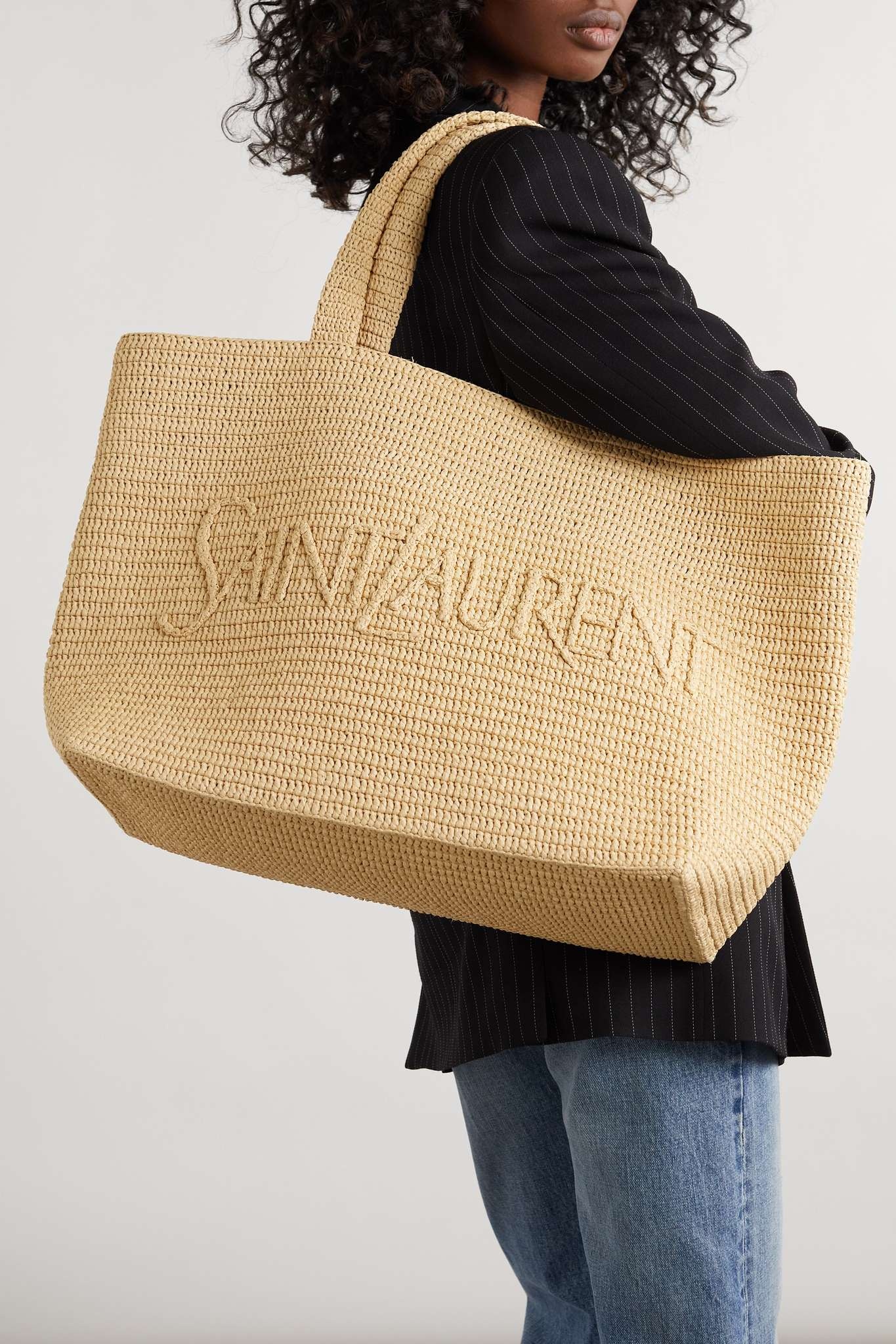 SAINT LAURENT Oversized raffia tote | netaporter | REVERSIBLE