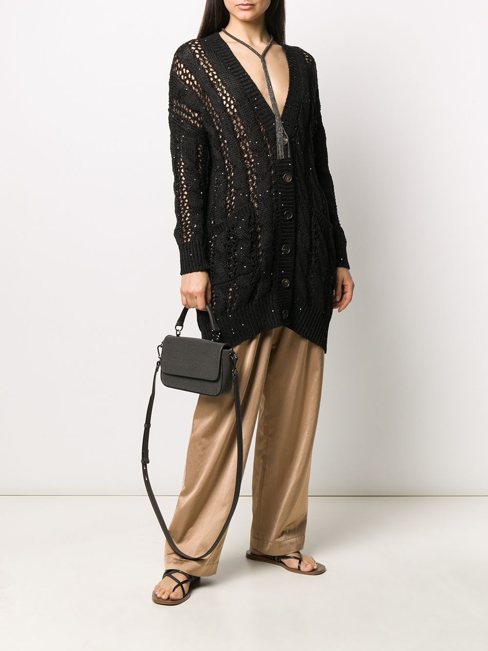 ribbed loose knit cardigan - 2