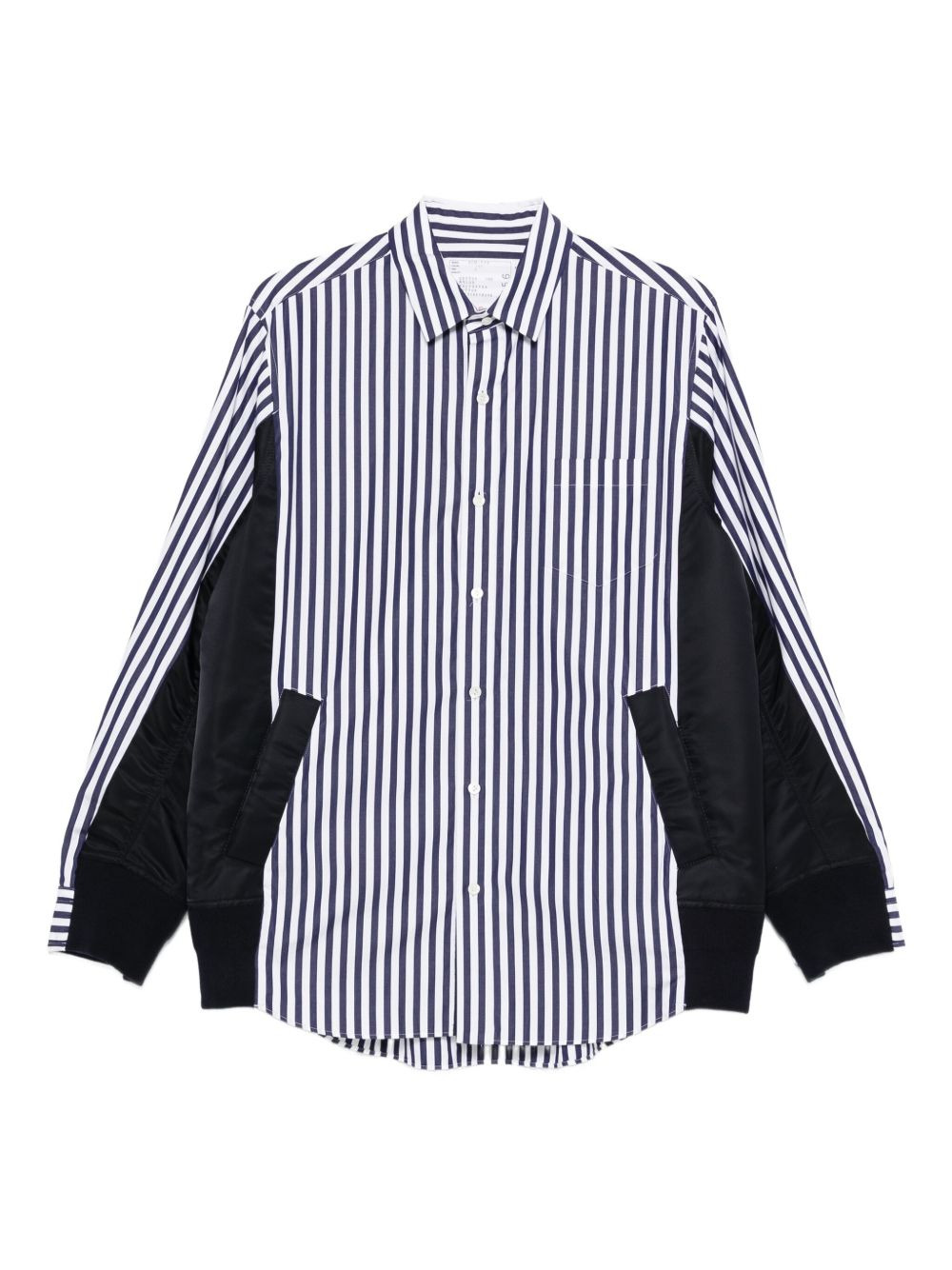 striped panelled-construction shirt - 1
