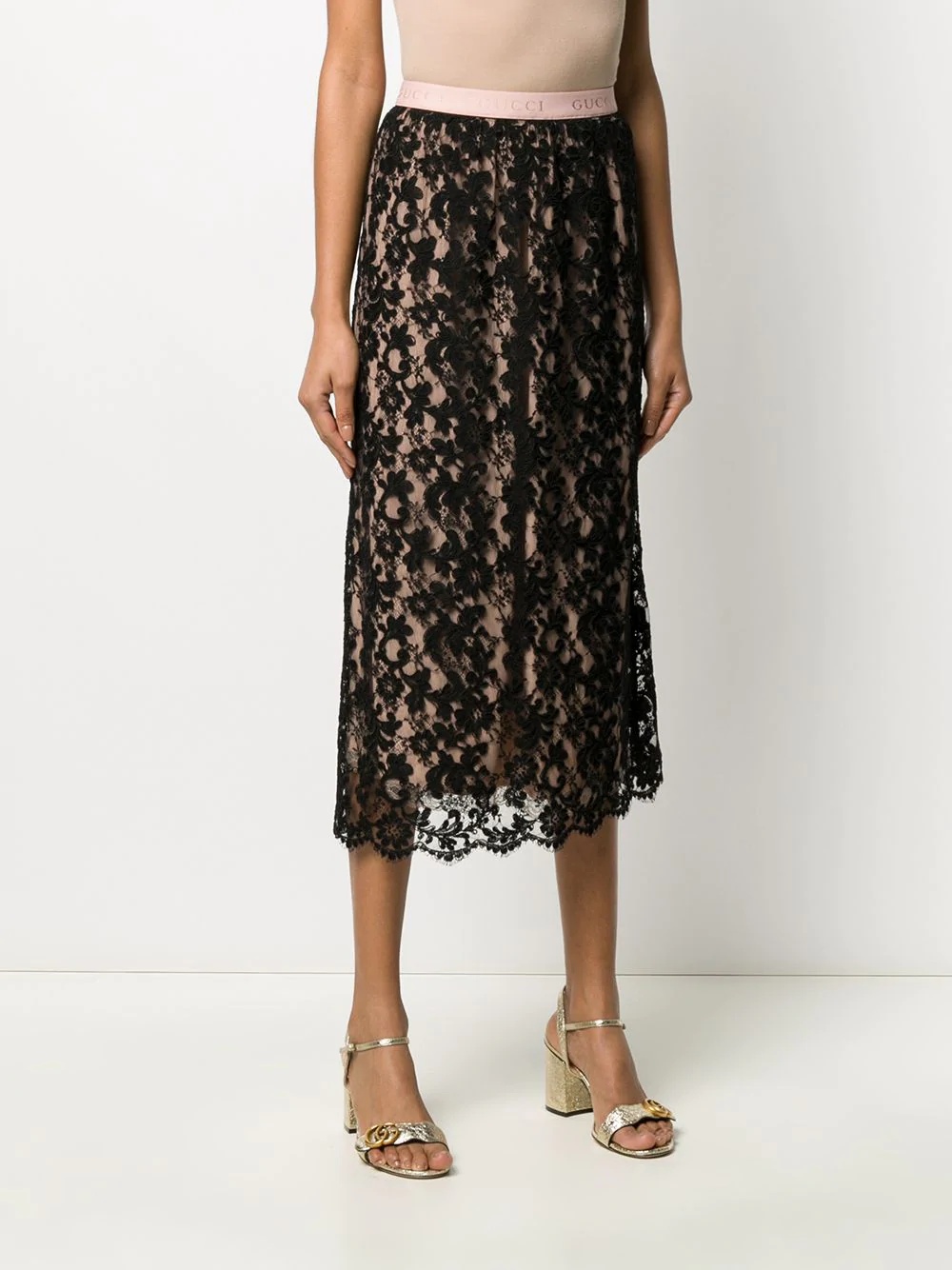 floral lace midi skirt - 3