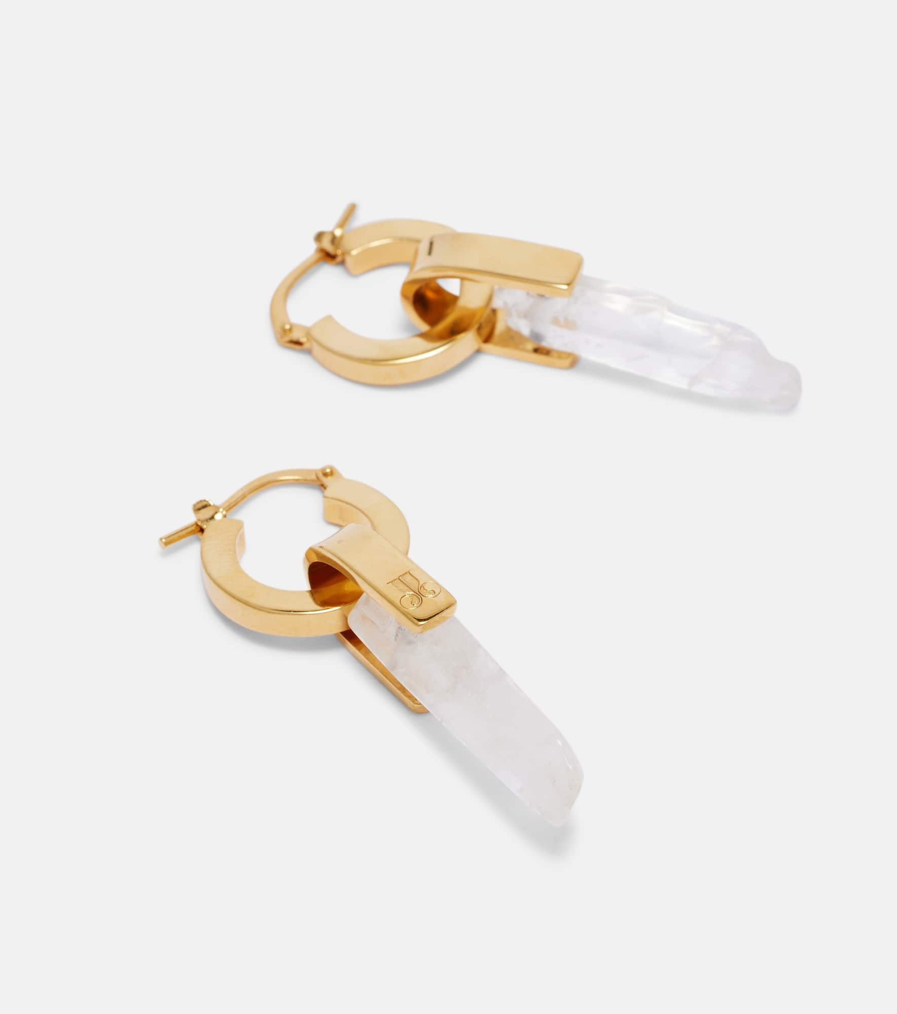 Pillar gold-plated pendant earrings - 4