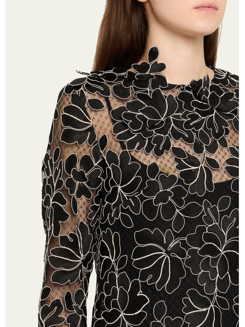 Holly Floral Lace Long-Sleeve Mini Dress 5