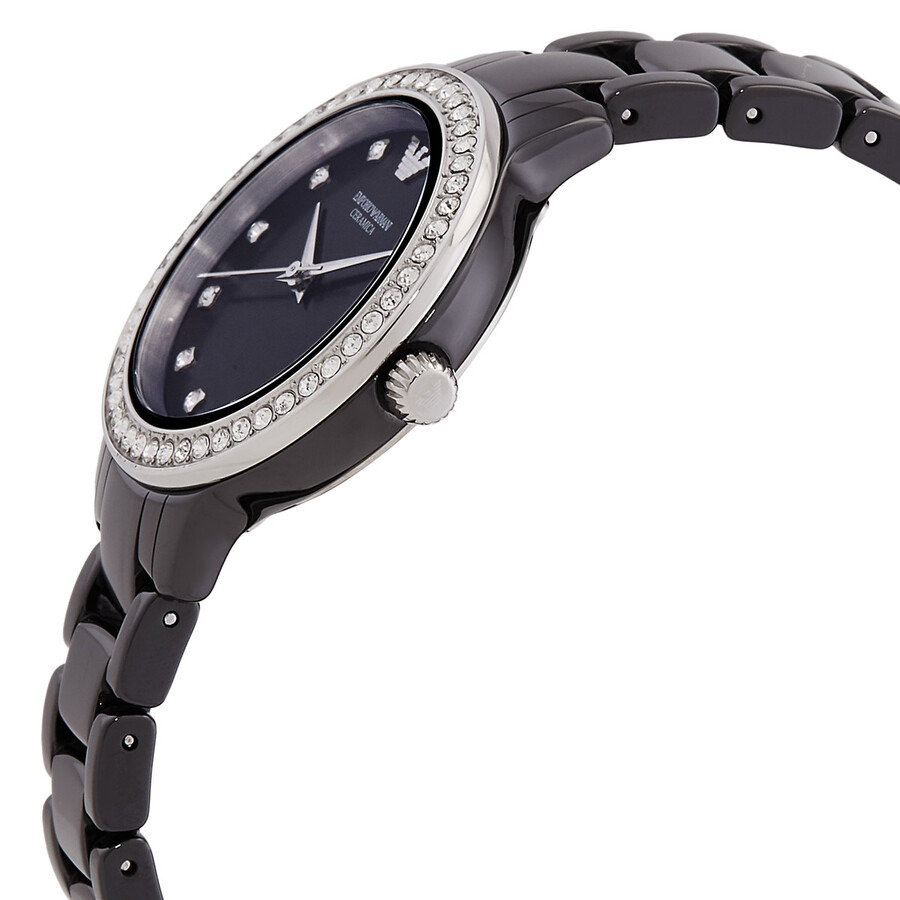 Emporio Armani Cleo Quartz Crystal Black Dial Ladies Watch AR70008 - 2