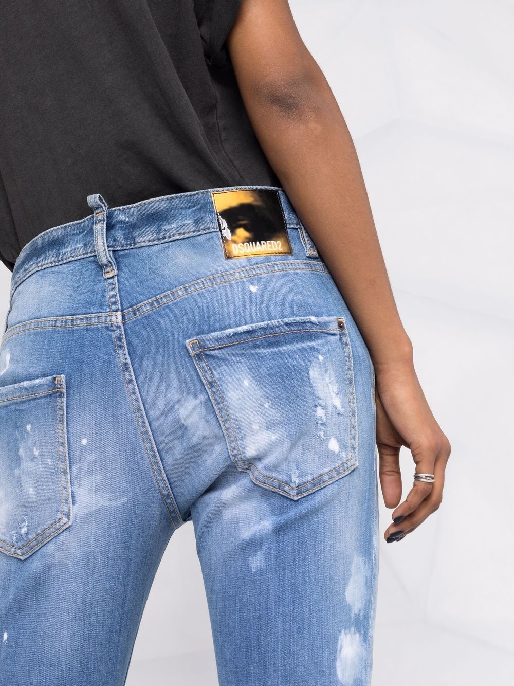 ripped-detail cropped jeans - 3