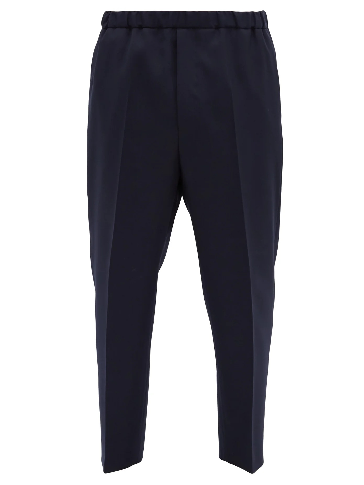 Elasticated-waist wool-twill trousers - 1