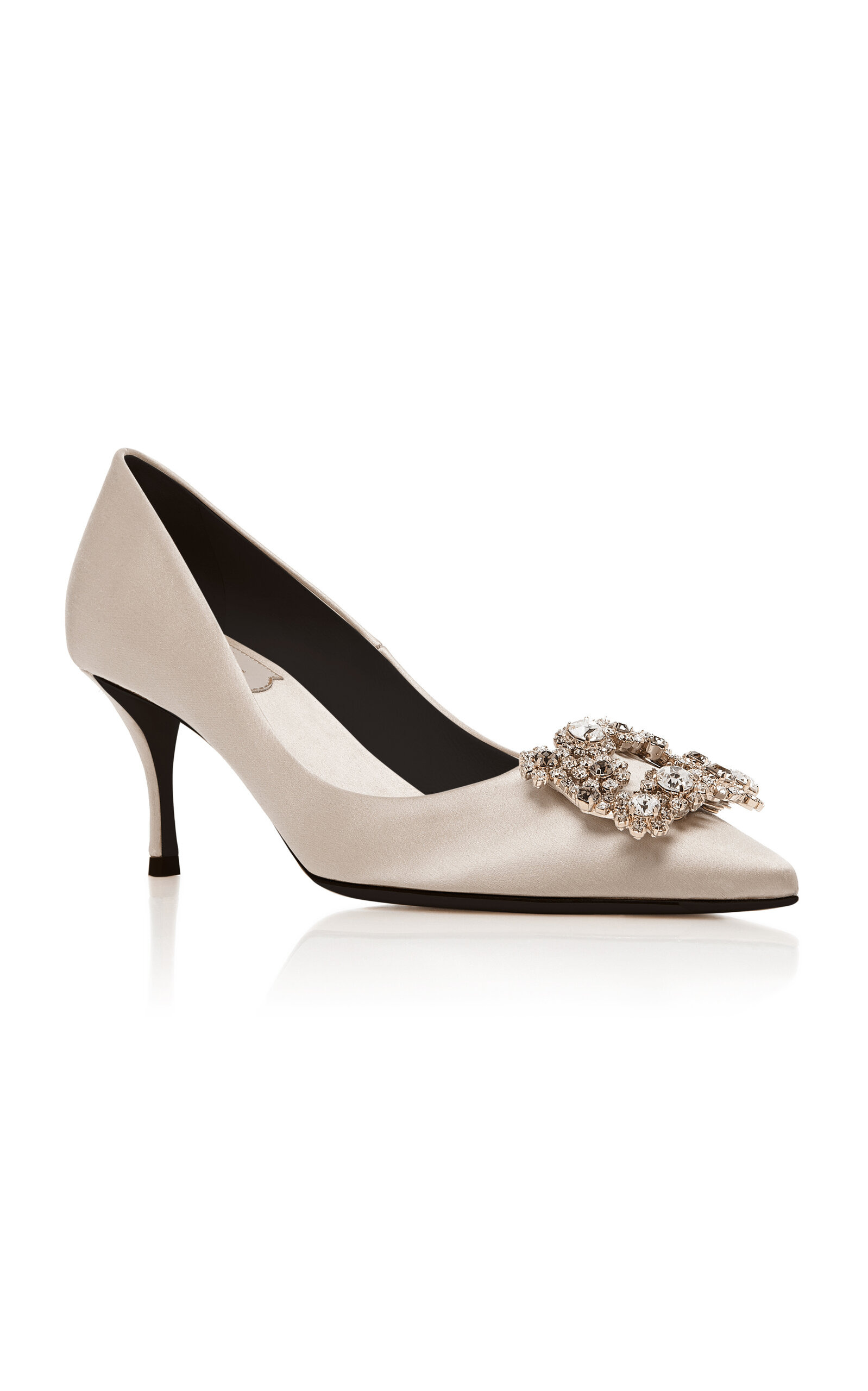 Flower Embellished Satin Pumps neutral - 4