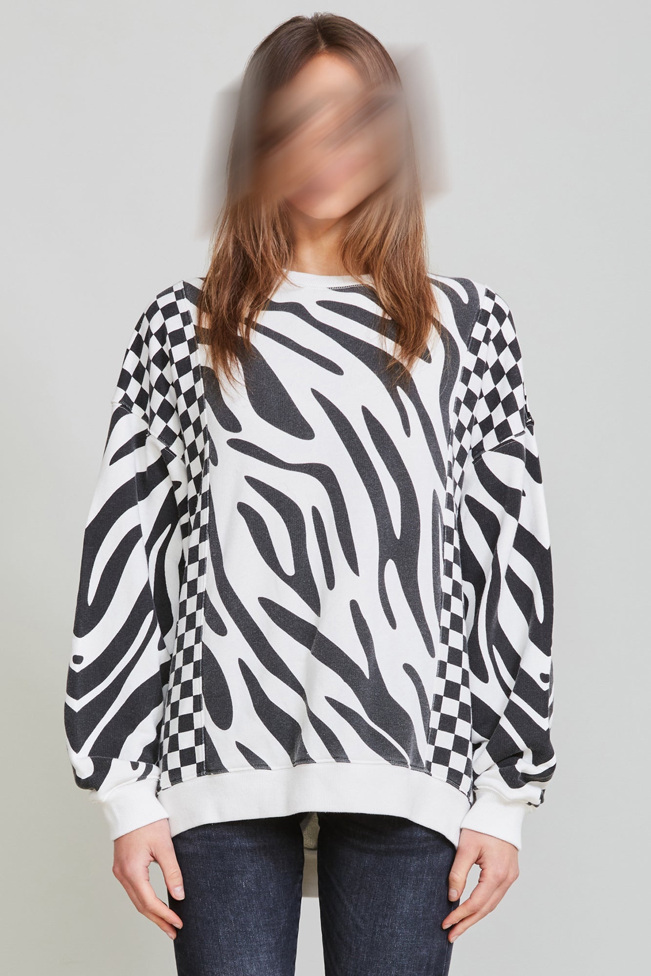 Oversized Crewneck - Black and White | R13 Denim Official Site - 3
