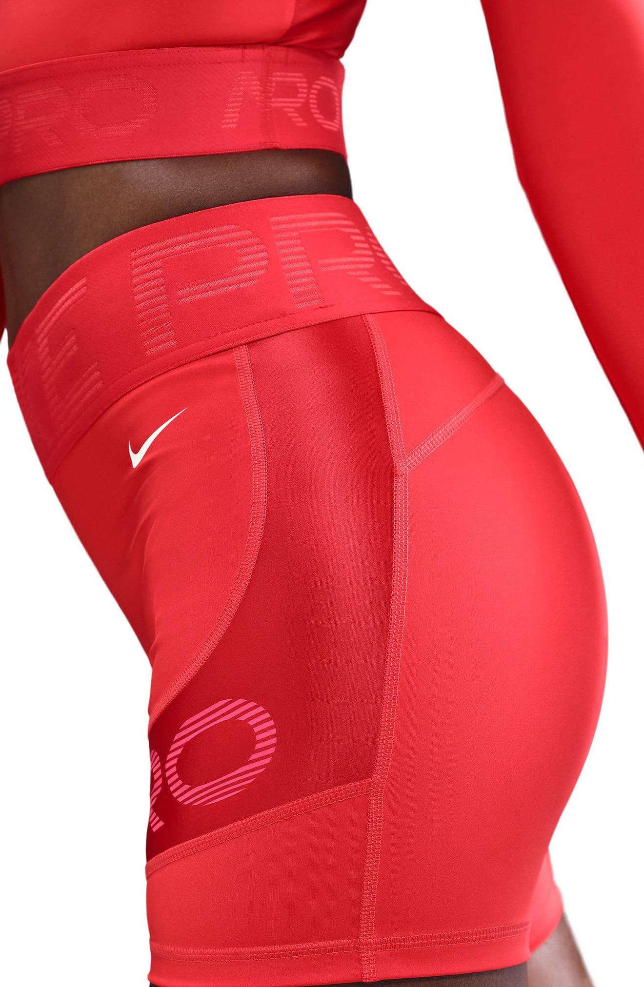 Nike Pro Sculpt Dri-FIT High Waist Bike Shorts in Lt Crimson/Ember Glow/White at Nordstrom - 3