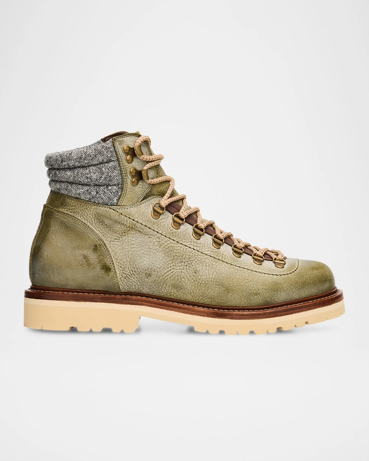 Men's Leather Lug-Sole Ankle Boots - 1