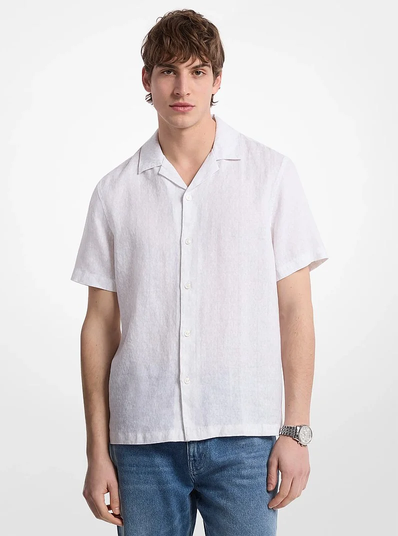 Signature Logo Linen Camp Shirt - 1