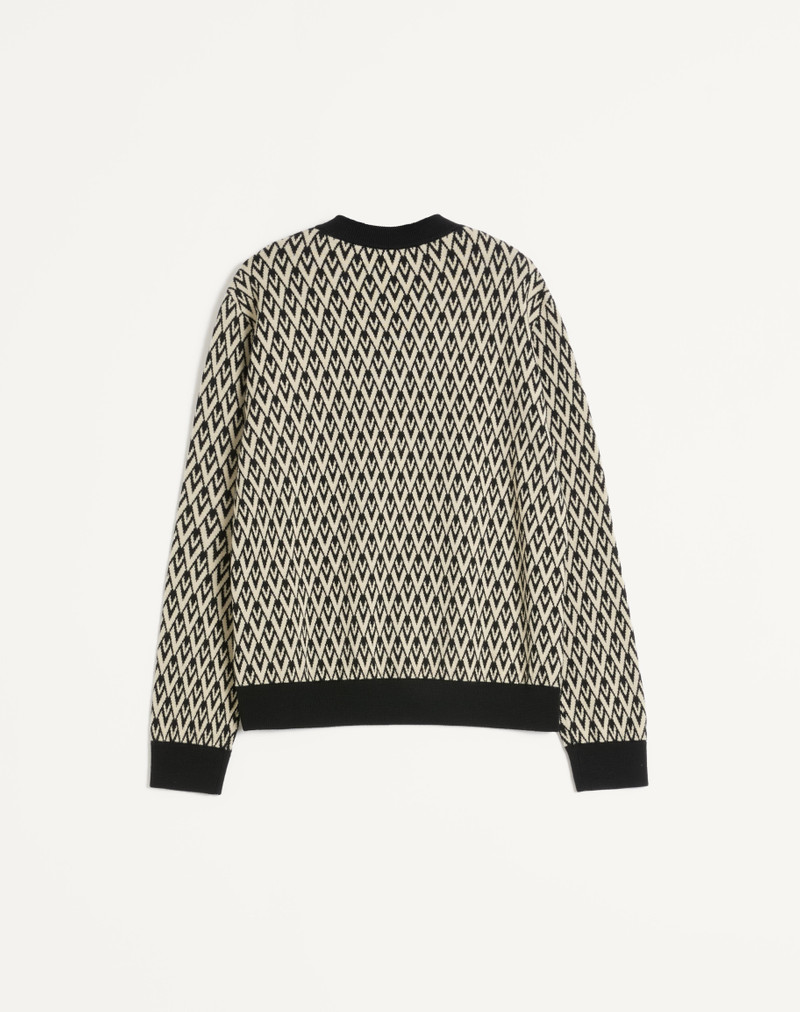 Valentino CREWNECK WOOL SWEATER WITH TOUTE LA V JACQUARD PATTERN outlook