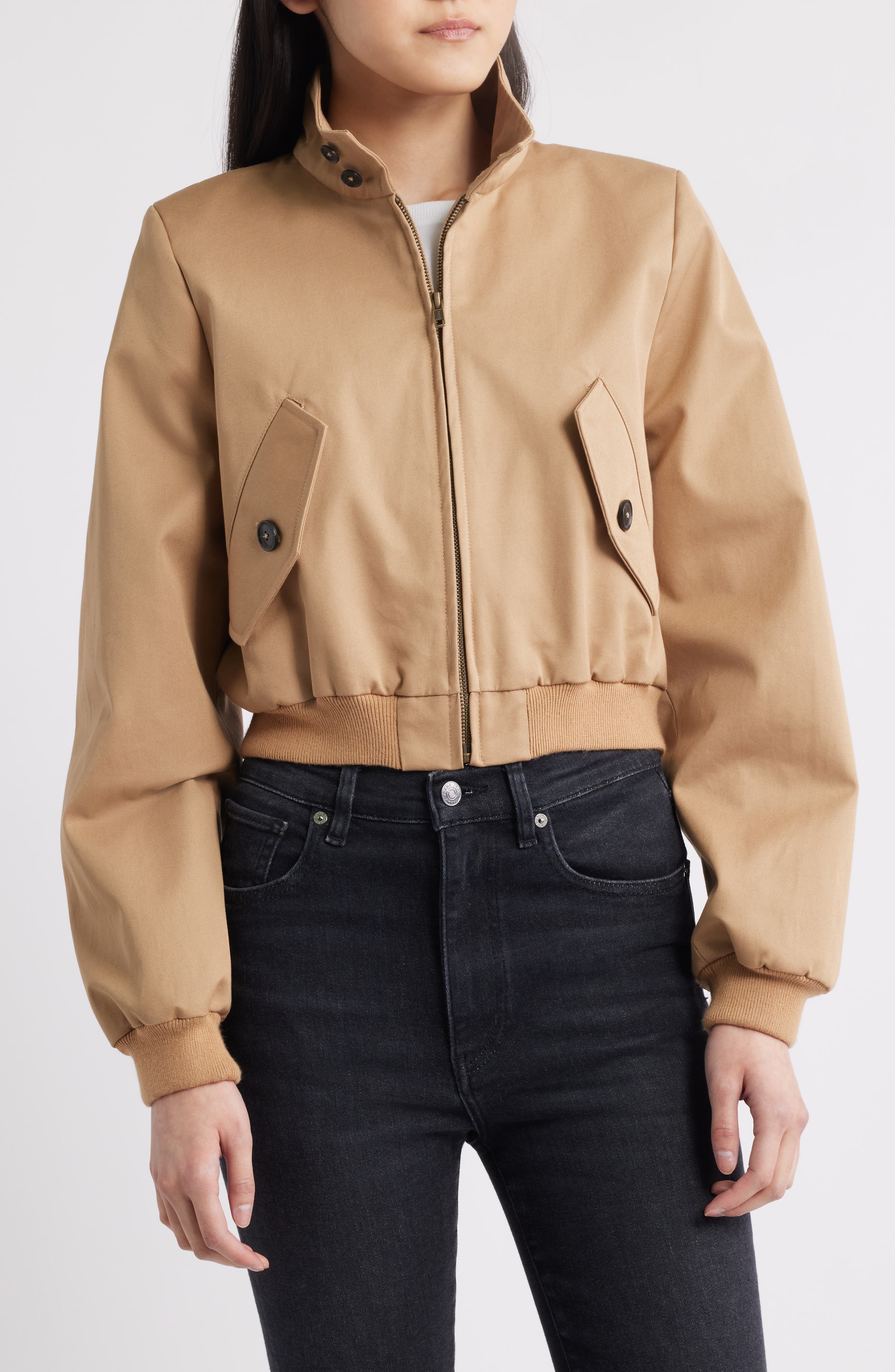 FRAME The Harrington Cotton Jacket in Camel at Nordstrom - 4