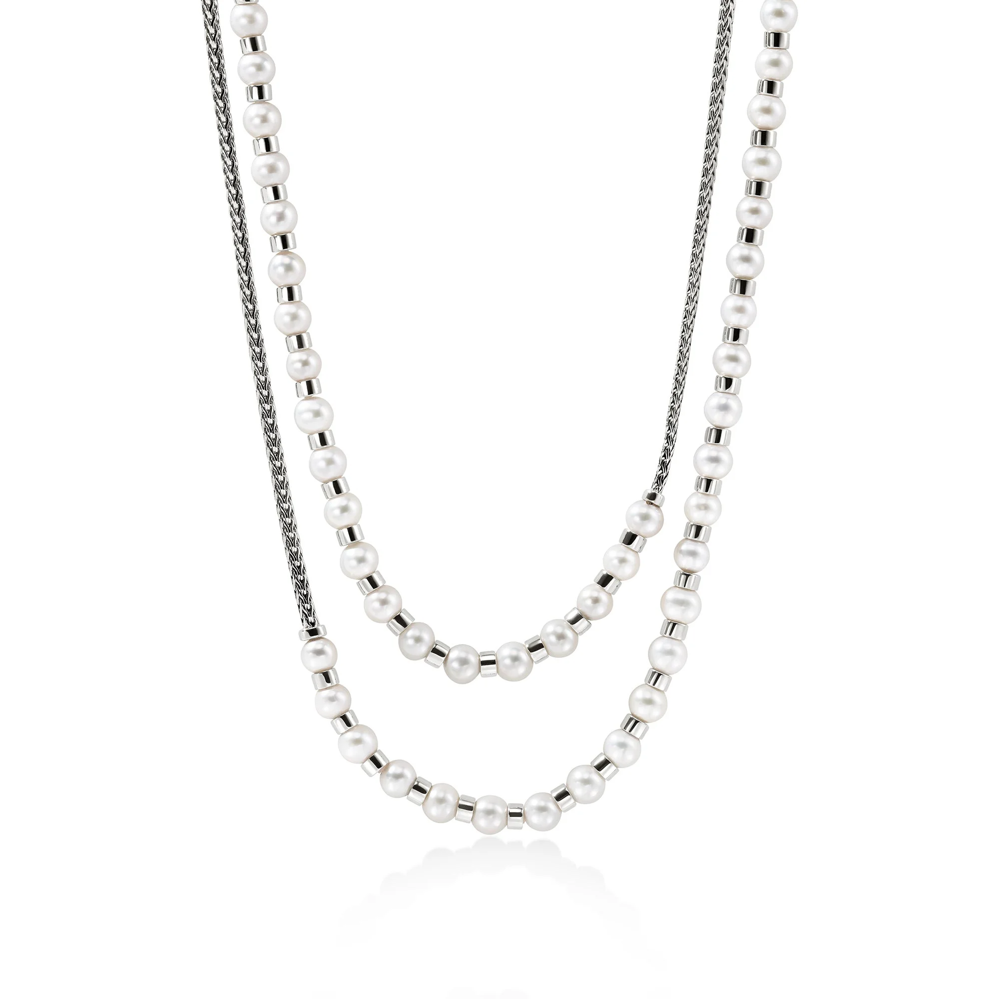 JH Essential Pearl Wrap Necklace, Sterling Silver, 2.5MM - 1