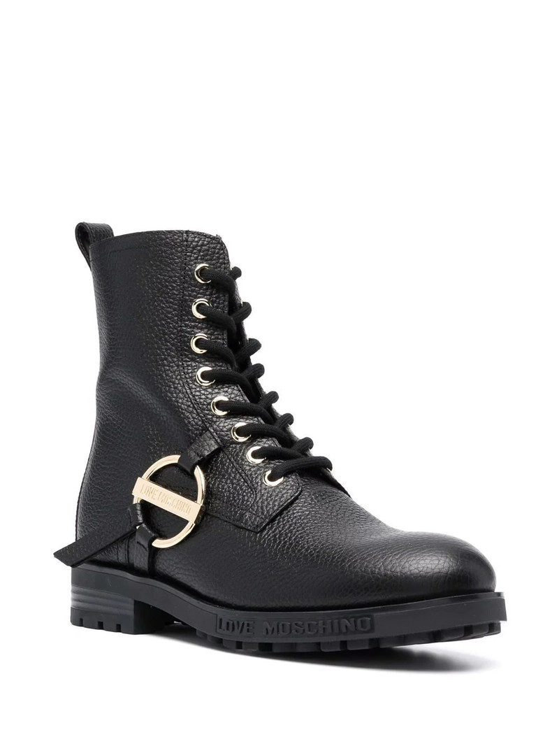 Moschino logo-plaque lace-up boots outlook