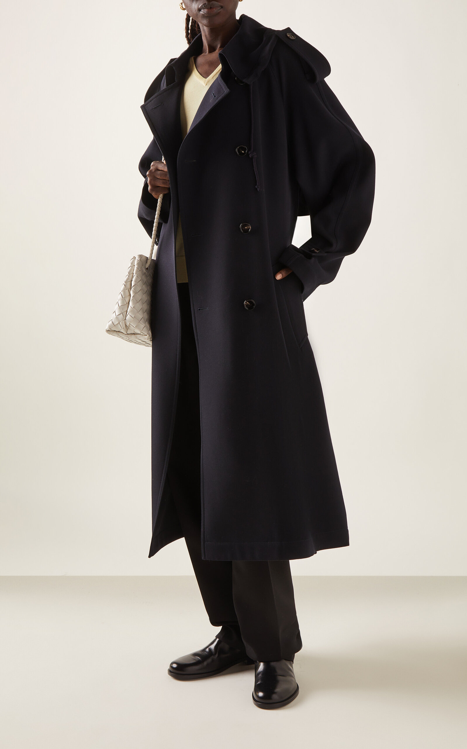 Wool Gabardine Trench Coat navy - 2