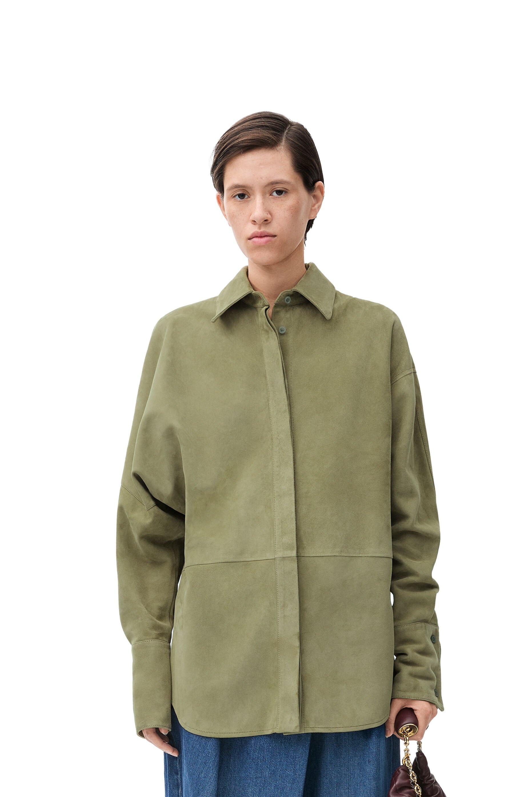 Draped shirt in suede lambskin - 3