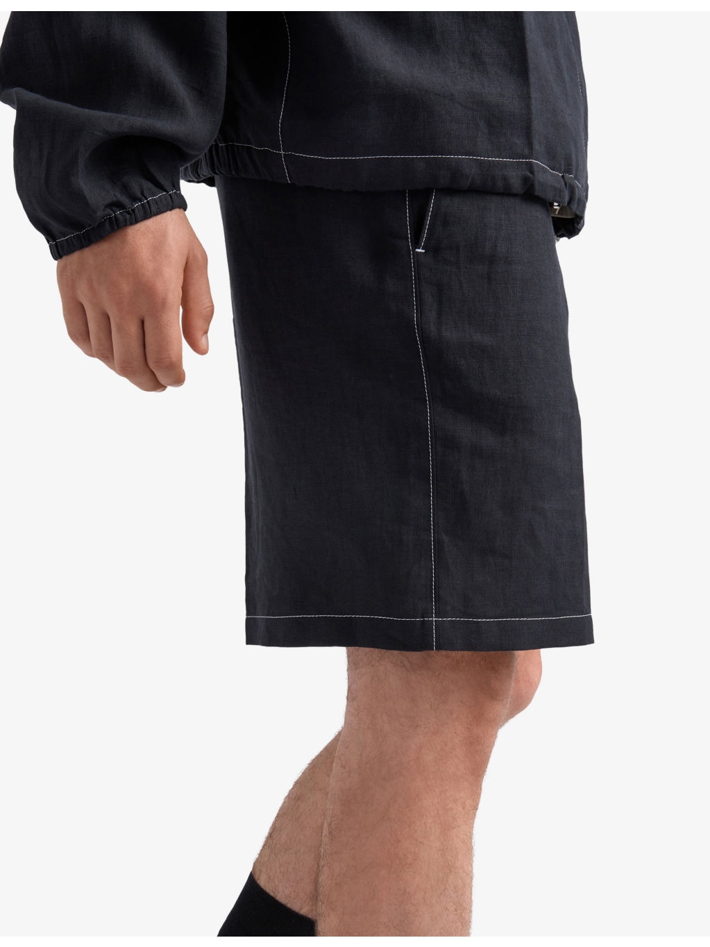 Triangle-Logo Tailored Linen Bermuda Shorts - 4