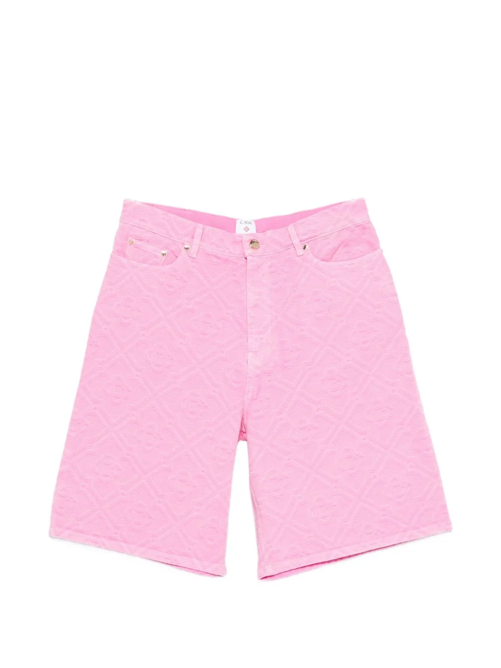 logo-pattern denim shorts - 1