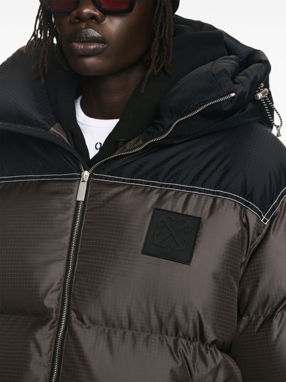 logo-patch puffer jacket - 5