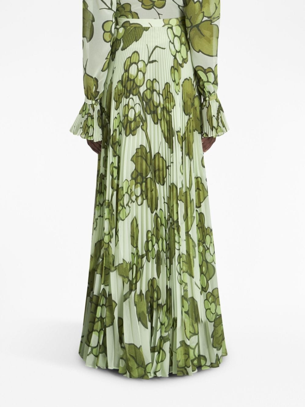 Berry-print pleated maxi skirt - 4