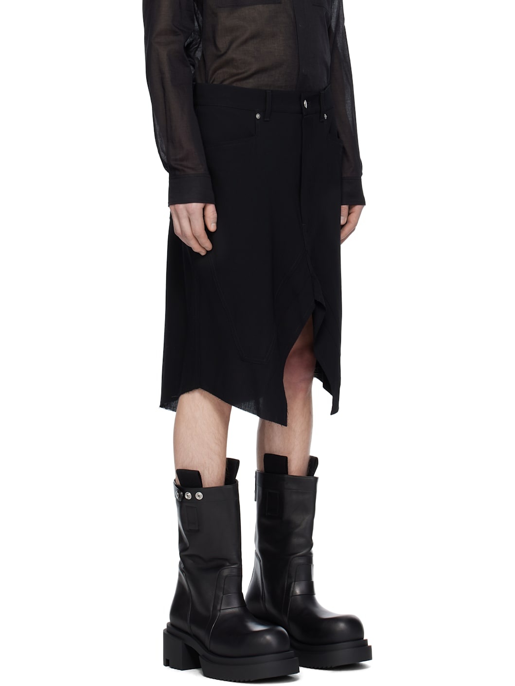 Black Hollywood Slivered Skirt - 2