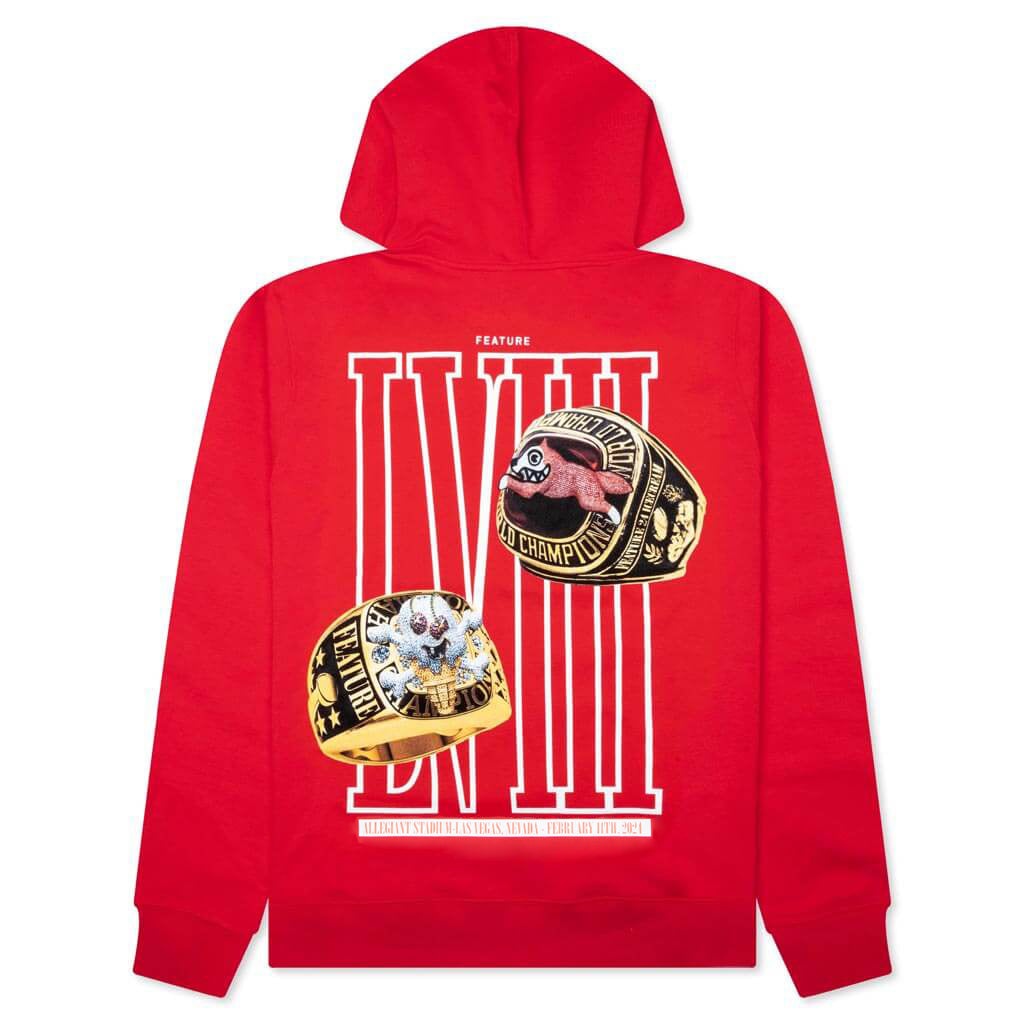 FEATURE X ICECREAM RINGS HOODIE - TOMATO RED - 2