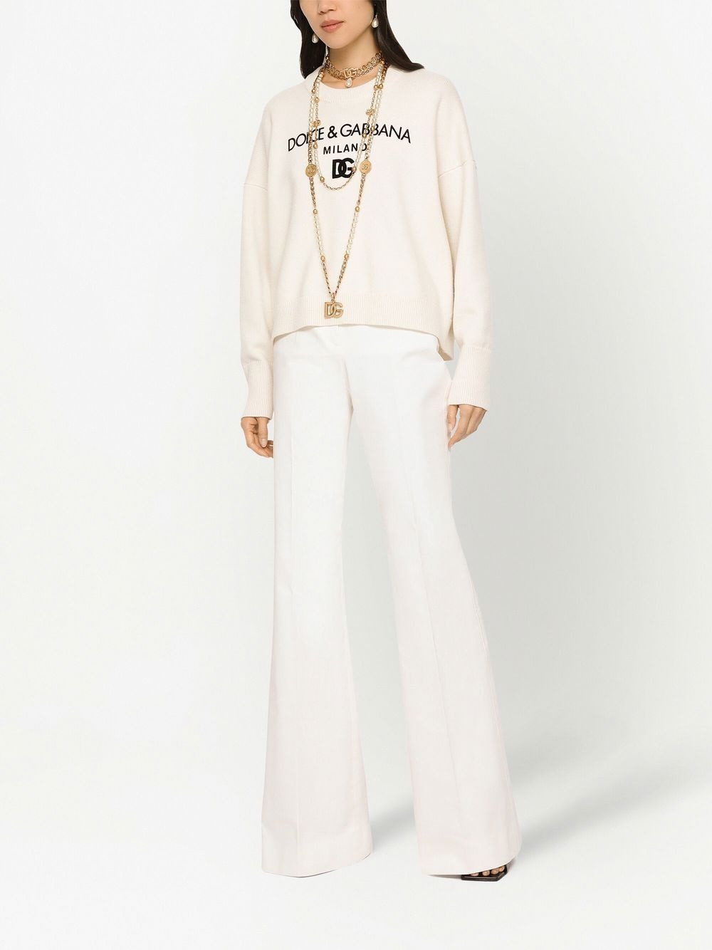 flocked-logo cashmere jumper - 3