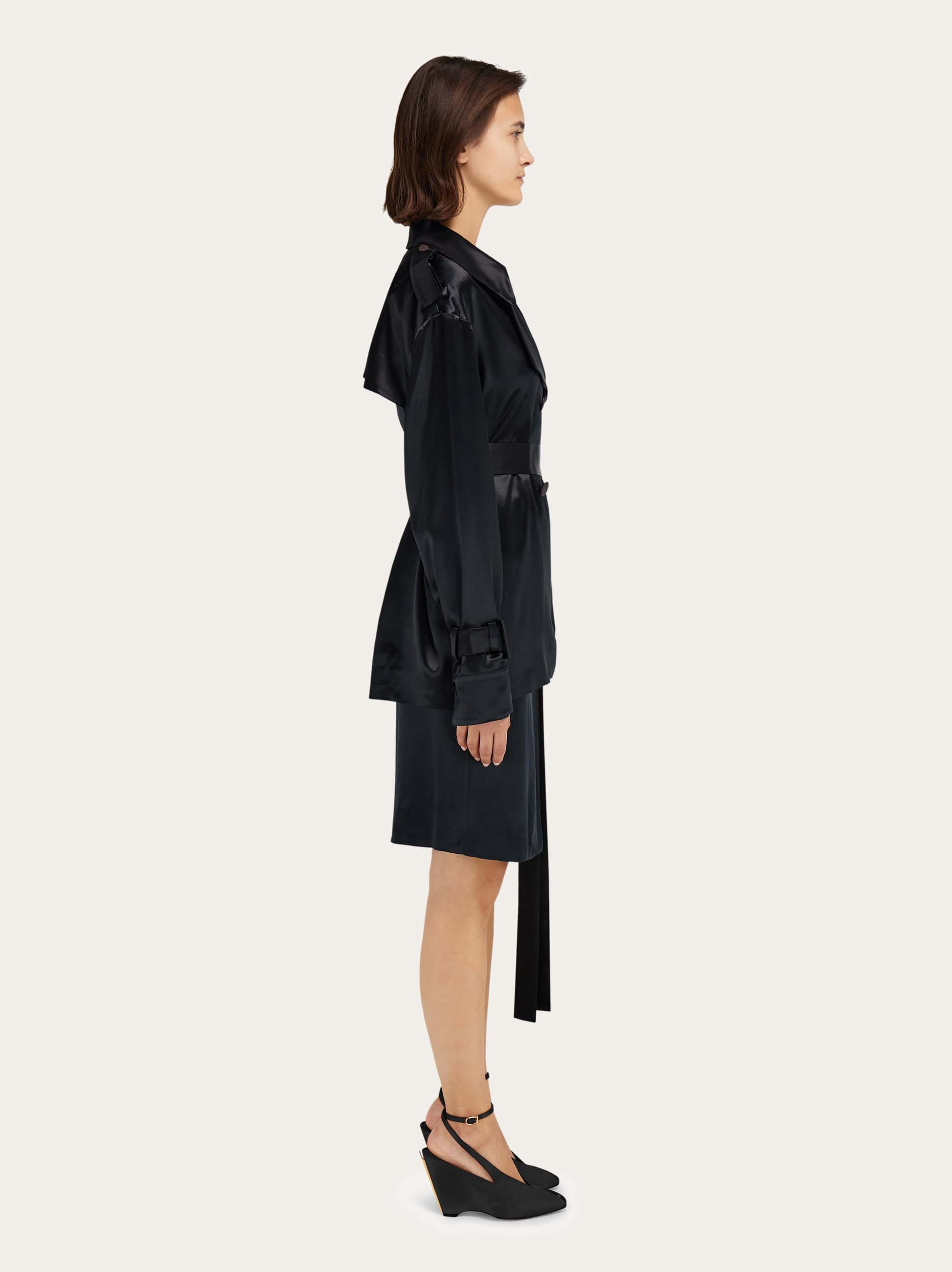 Short satin trench - 3