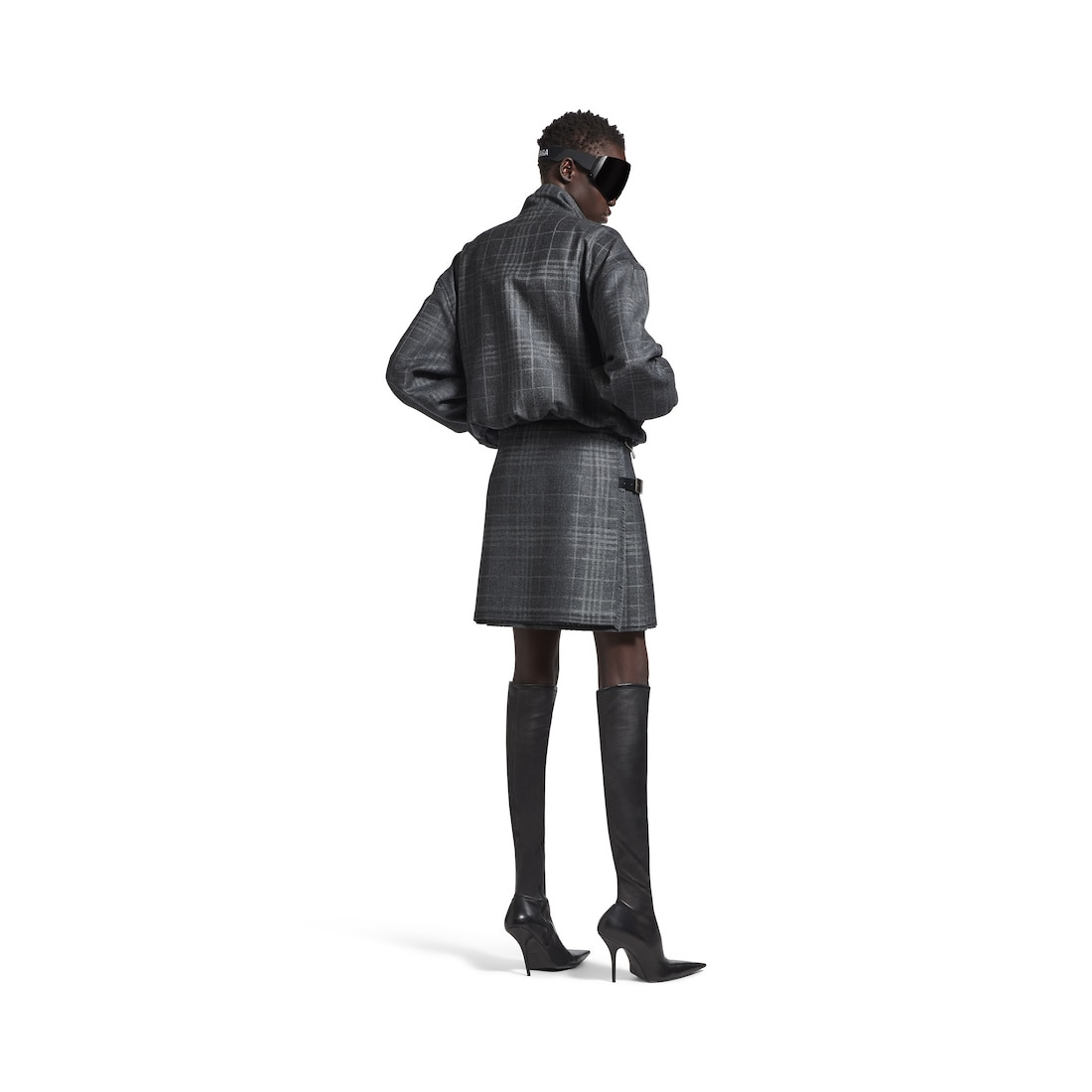 Women's Pleated Mini Skirt in Grey - 4