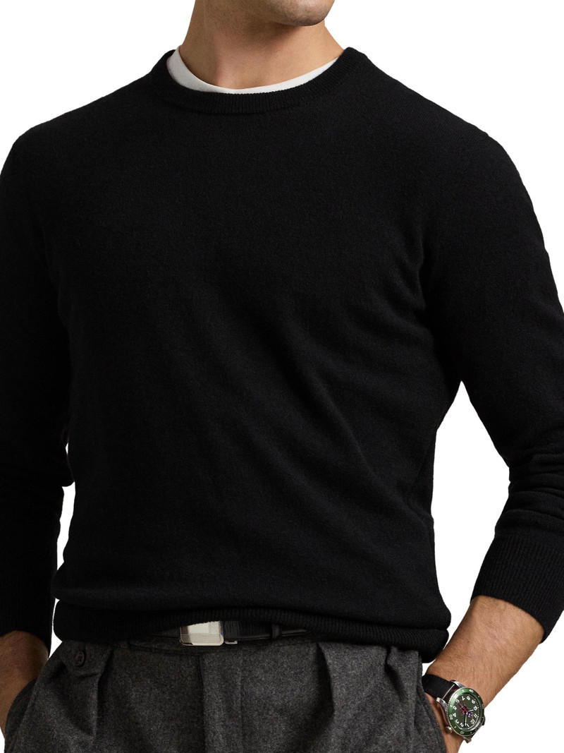 Men's Washable Cashmere Crewneck Sweater - Polo Black 5