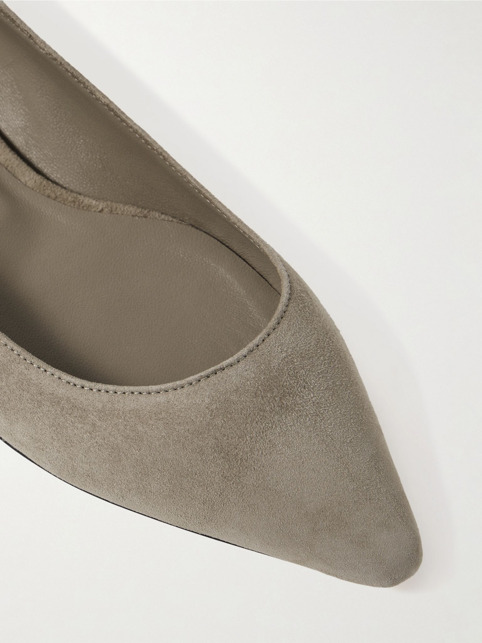 Romy suede point-toe flats Taupe - 4