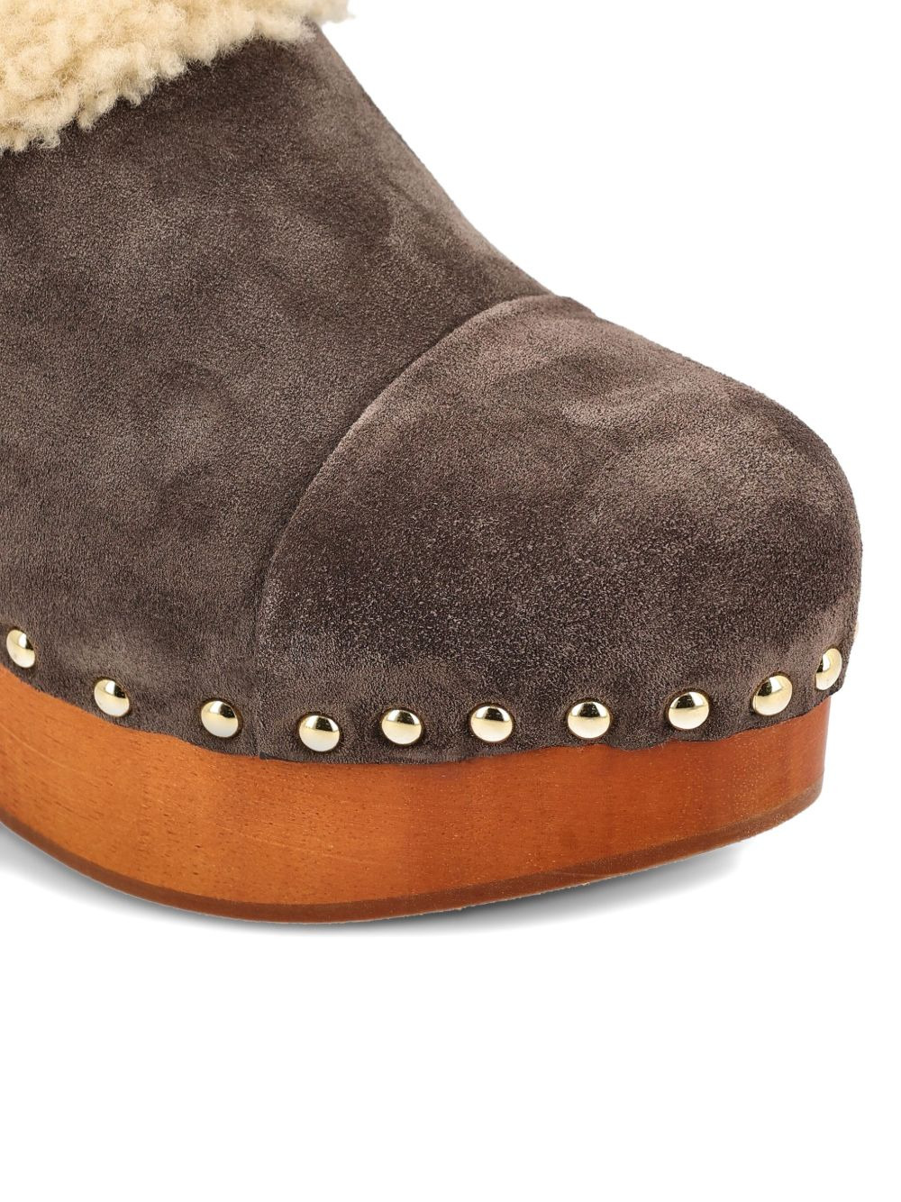 80mm shearling-trimmed studded clogs - 3
