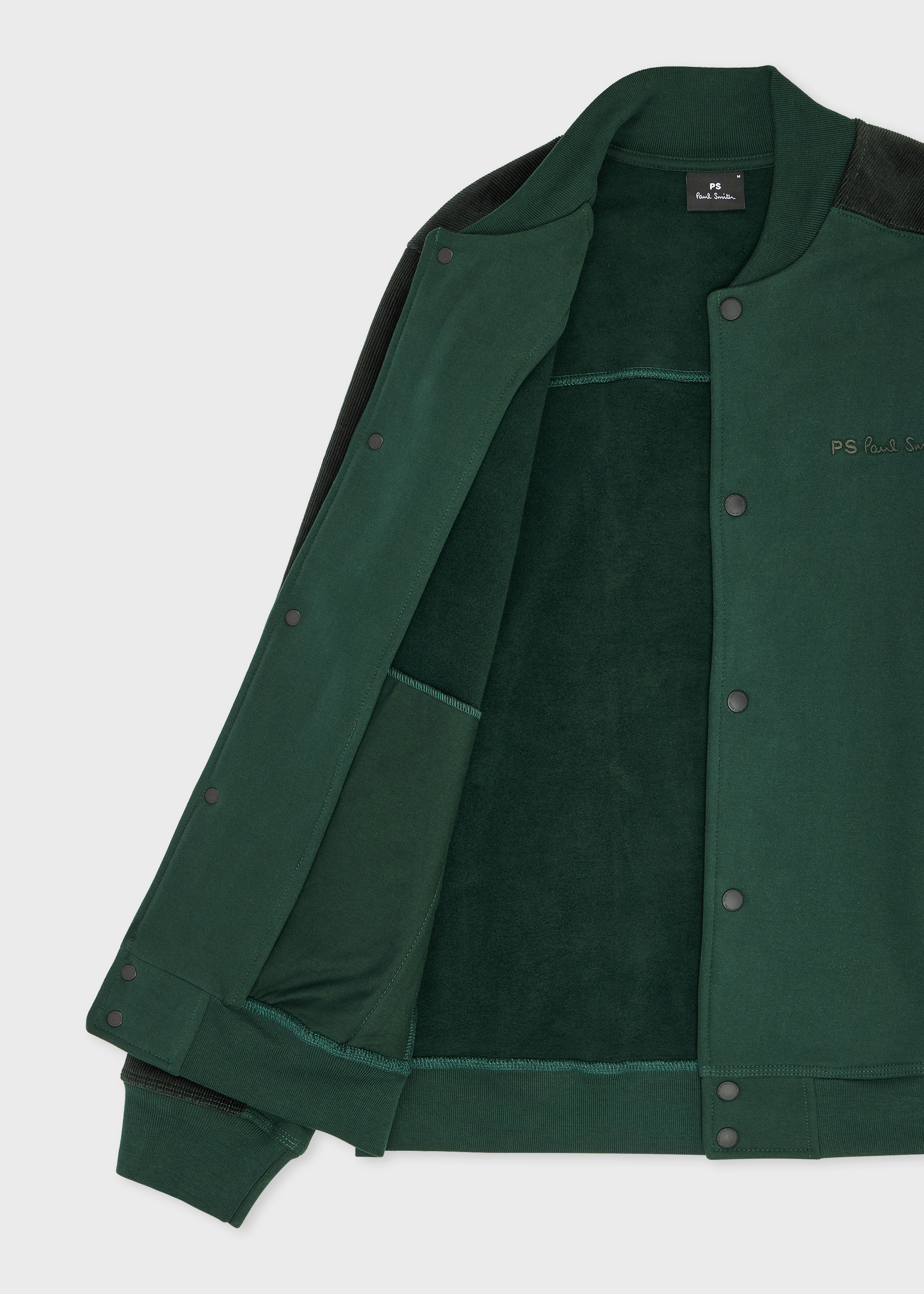 Dark Green Mix-Up Jersey Bomber Jacket - 4