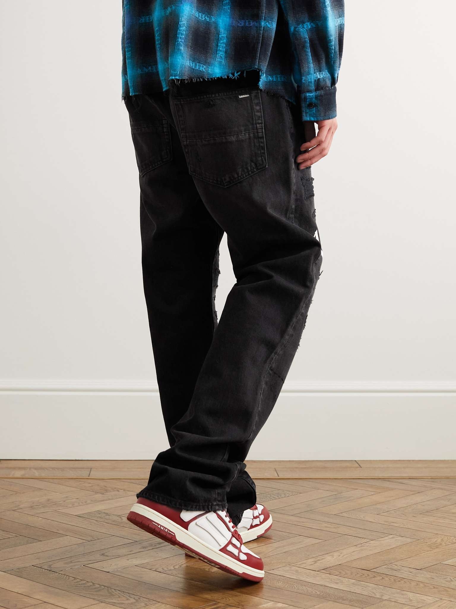 Straight-Leg Logo-Appliquéd Distressed Jeans - 4