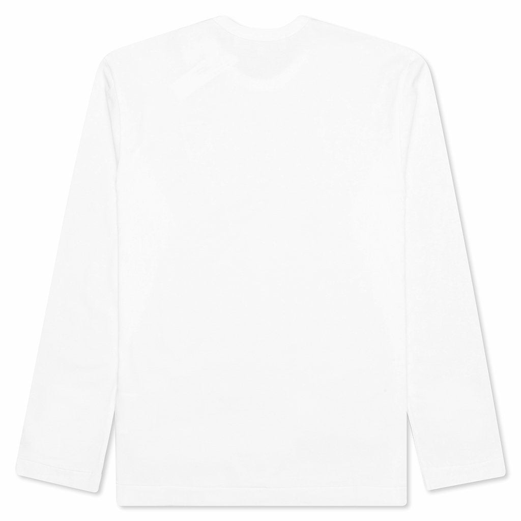 COMME DES GARCONS PLAY BLACK MULTI LOGO L/S T-SHIRT - WHITE - 2