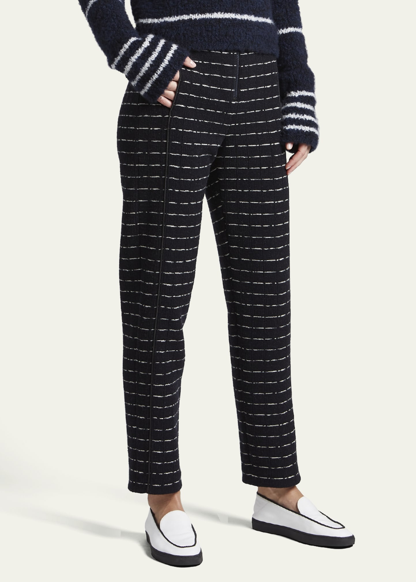 Straight-Leg Ankle Jersey Jacquard Pants - 4