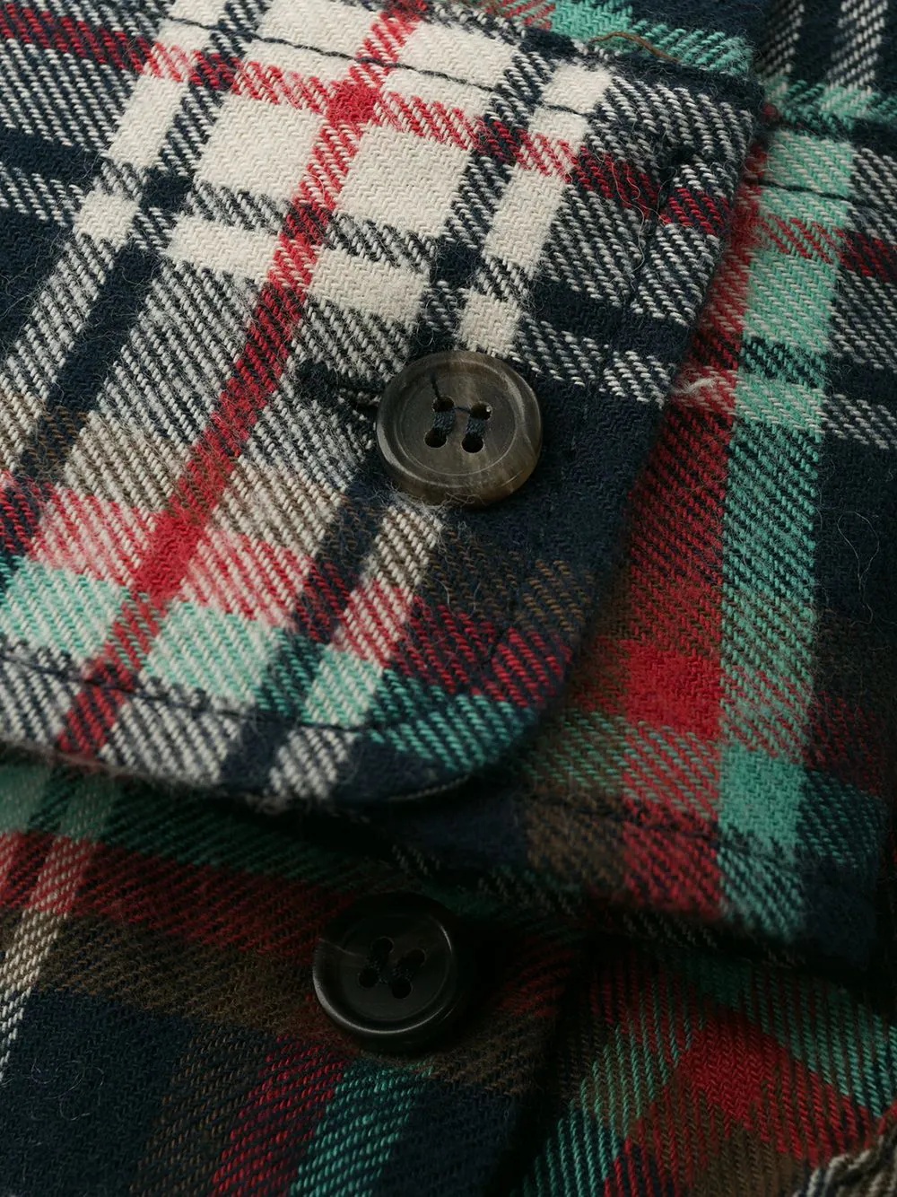 plaid logo patch shirt - 5