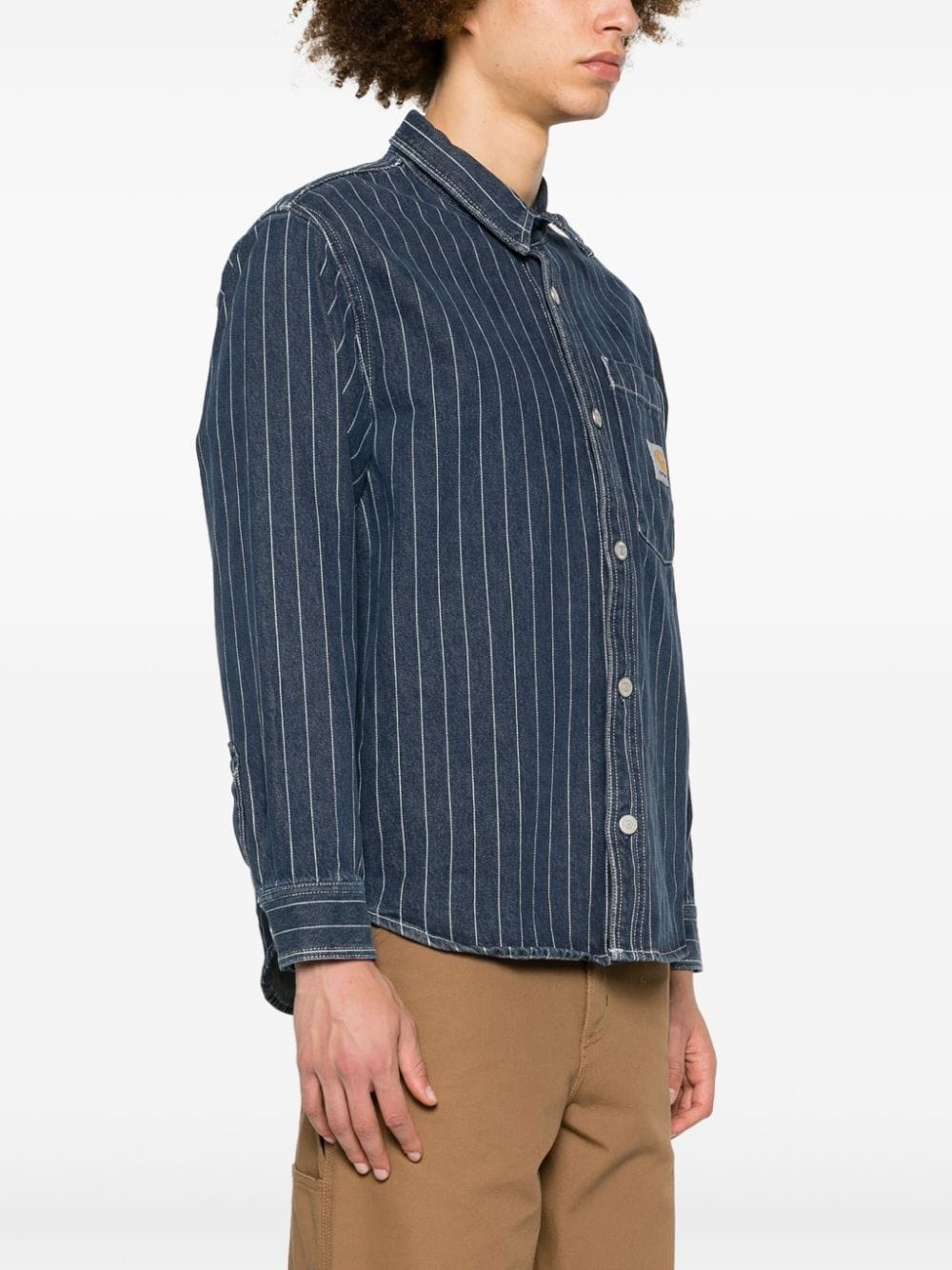 pinstriped cotton denim shirt - 3